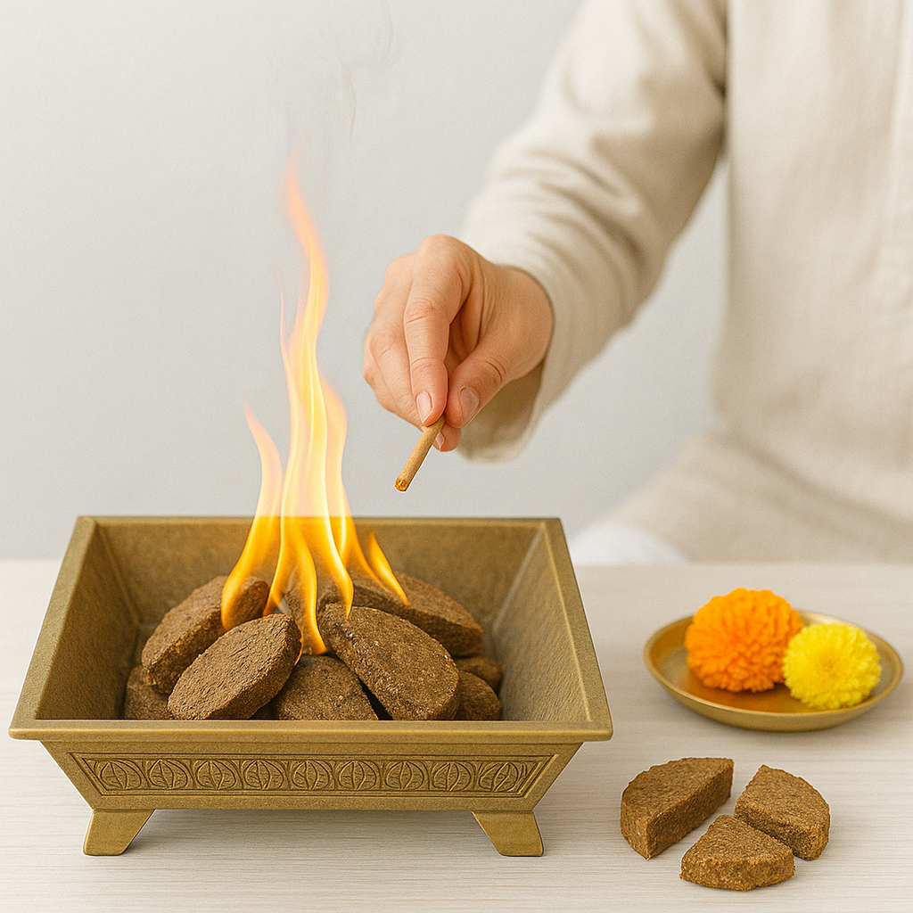 Pure Cow Dung Cakes – for Havan & Home Purification 10pc