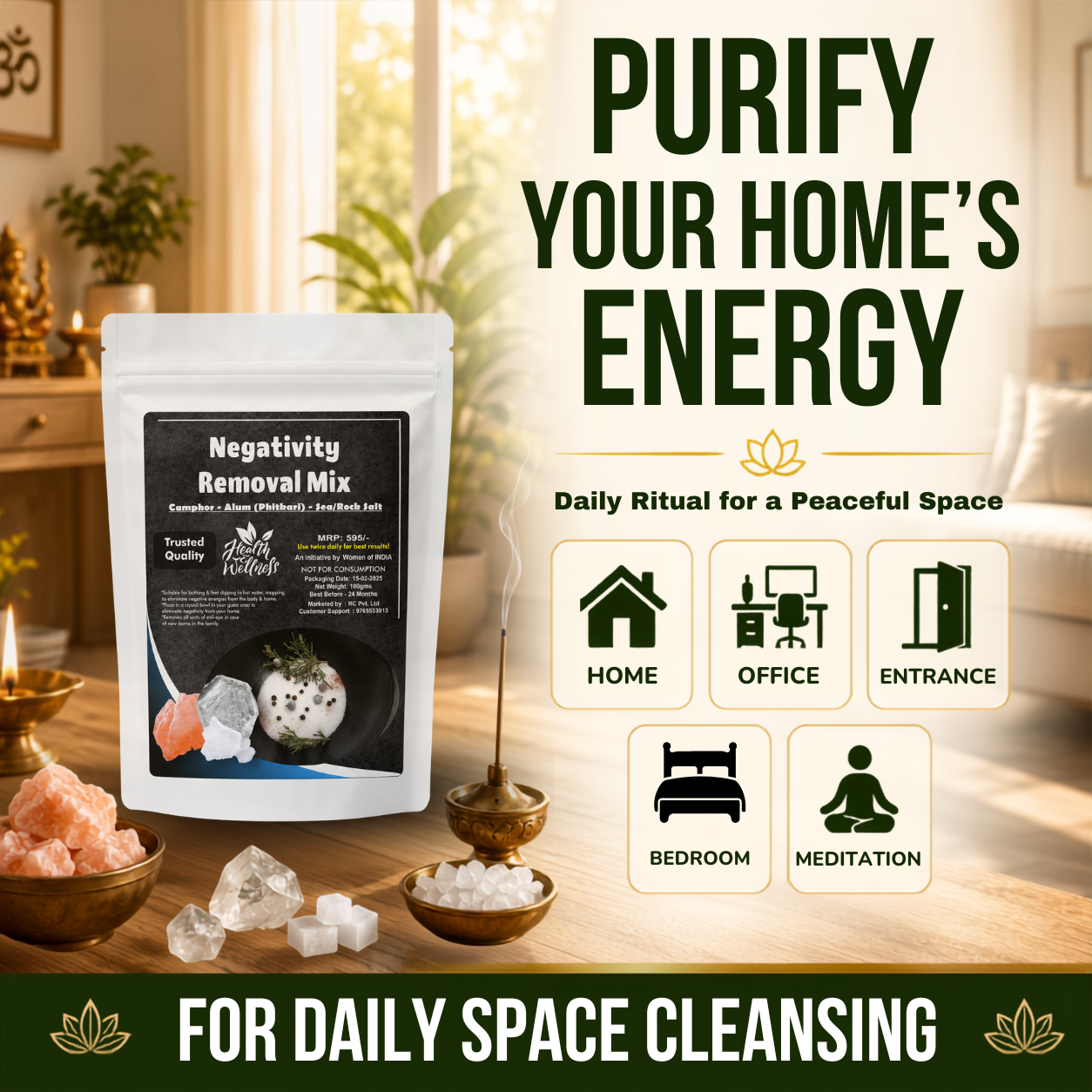 Complete Negativity Protection Tool, Negativity removal Mixture & Oil | Indoor & Outdoor Daily Protection Ritual