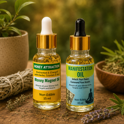 Money Magnet & Manifestation Oil Duo – Full Moon Charged Ritual Combo | 15ml + 15ml