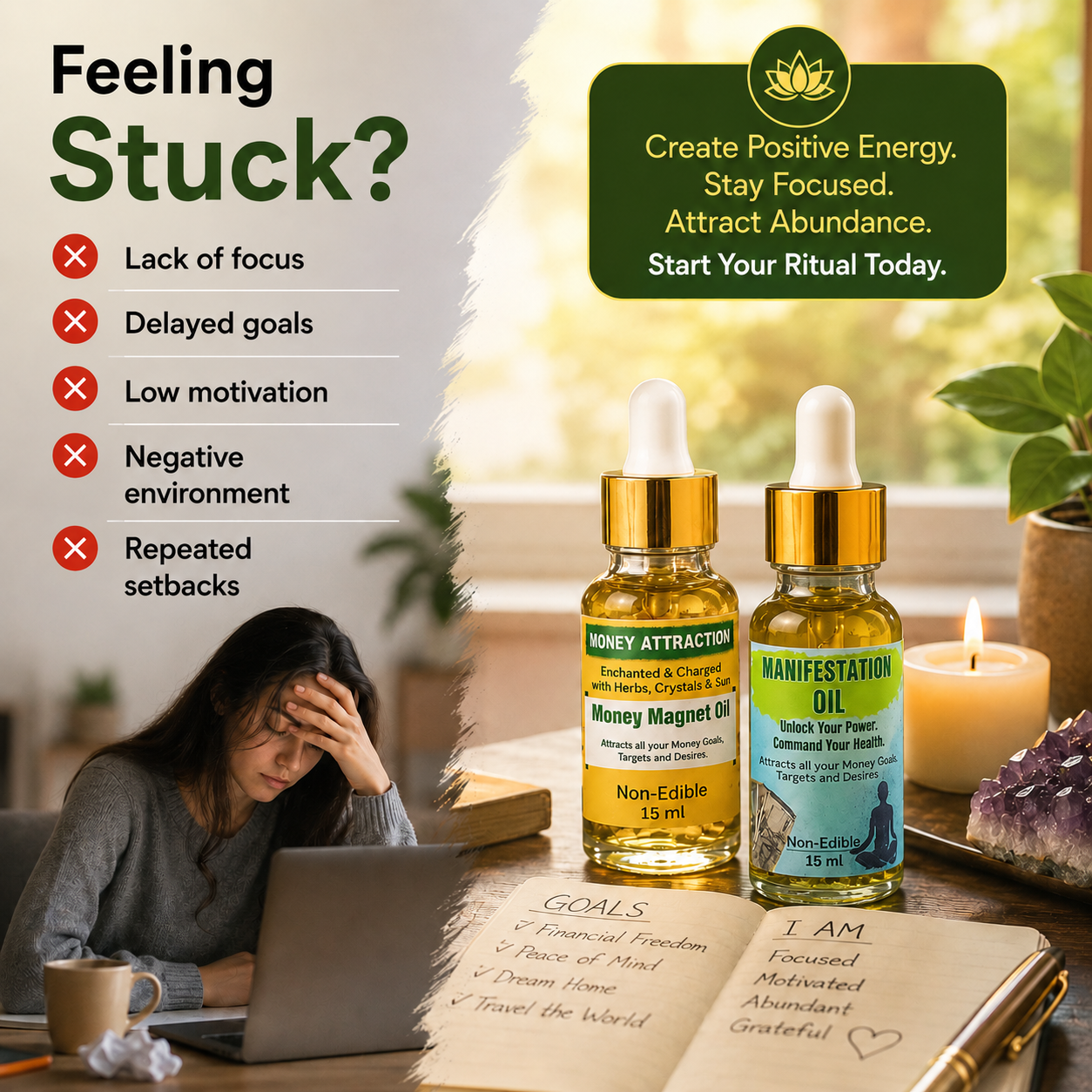 Money Magnet & Manifestation Oil Duo – Full Moon Charged Ritual Combo | 15ml + 15ml