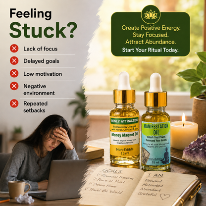 Money Magnet & Manifestation Oil Duo – Full Moon Charged Ritual Combo | 15ml + 15ml