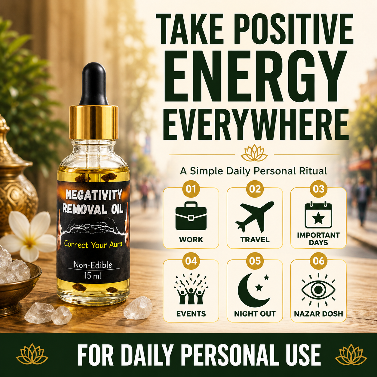 Complete Negativity Protection Tool, Negativity removal Mixture & Oil | Indoor & Outdoor Daily Protection Ritual