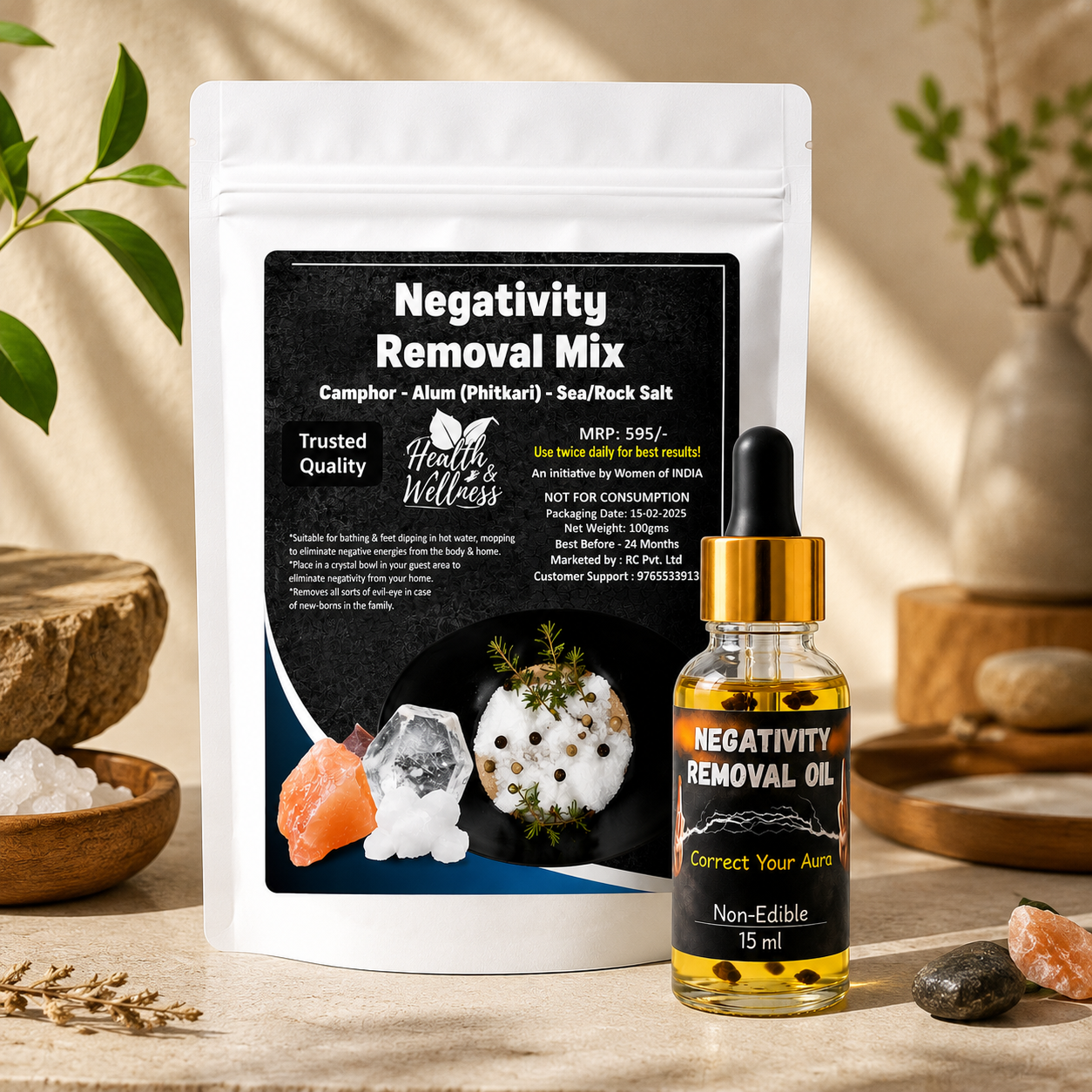 Complete Negativity Protection Tool, Negativity removal Mixture & Oil | Indoor & Outdoor Daily Protection Ritual