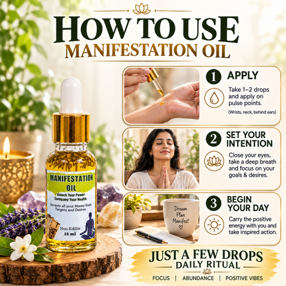Manifestation Oil – Charged & Enchanted Oil to Manifest Desires | 15ml
