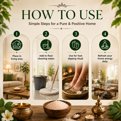 Vastu Shuddhi, Salt Blend for Home Energy Cleansing | Camphor, Alum & Salt Mix | Home Aura Detox | Floor Cleaning Additive | Foot Soak Ritual | For Washroom, Living Room & Entrance