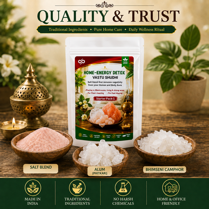Vastu Shuddhi, Salt Blend for Home Energy Cleansing | Camphor, Alum & Salt Mix | Home Aura Detox | Floor Cleaning Additive | Foot Soak Ritual | For Washroom, Living Room & Entrance