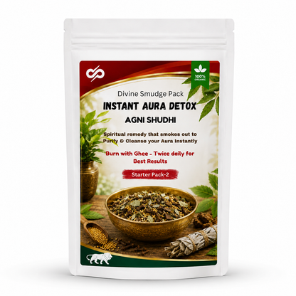 Instant Aura Detox Agni Shuddhi Smudge Pack | Traditional Aura Cleansing & Space Purification Blend | Home, Office, Pooja, Yoga & Meditation Use | Daily Wellness Ritual | 50gm
