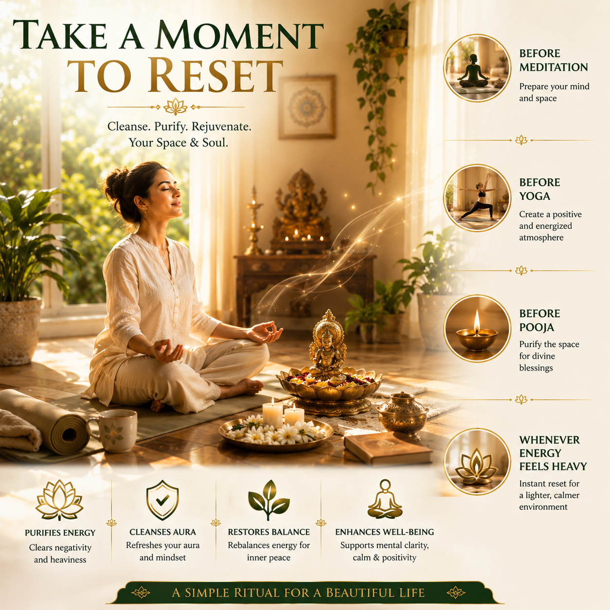 Instant Aura Detox Agni Shuddhi Smudge Pack | Traditional Aura Cleansing & Space Purification Blend | Home, Office, Pooja, Yoga & Meditation Use | Daily Wellness Ritual | 50gm