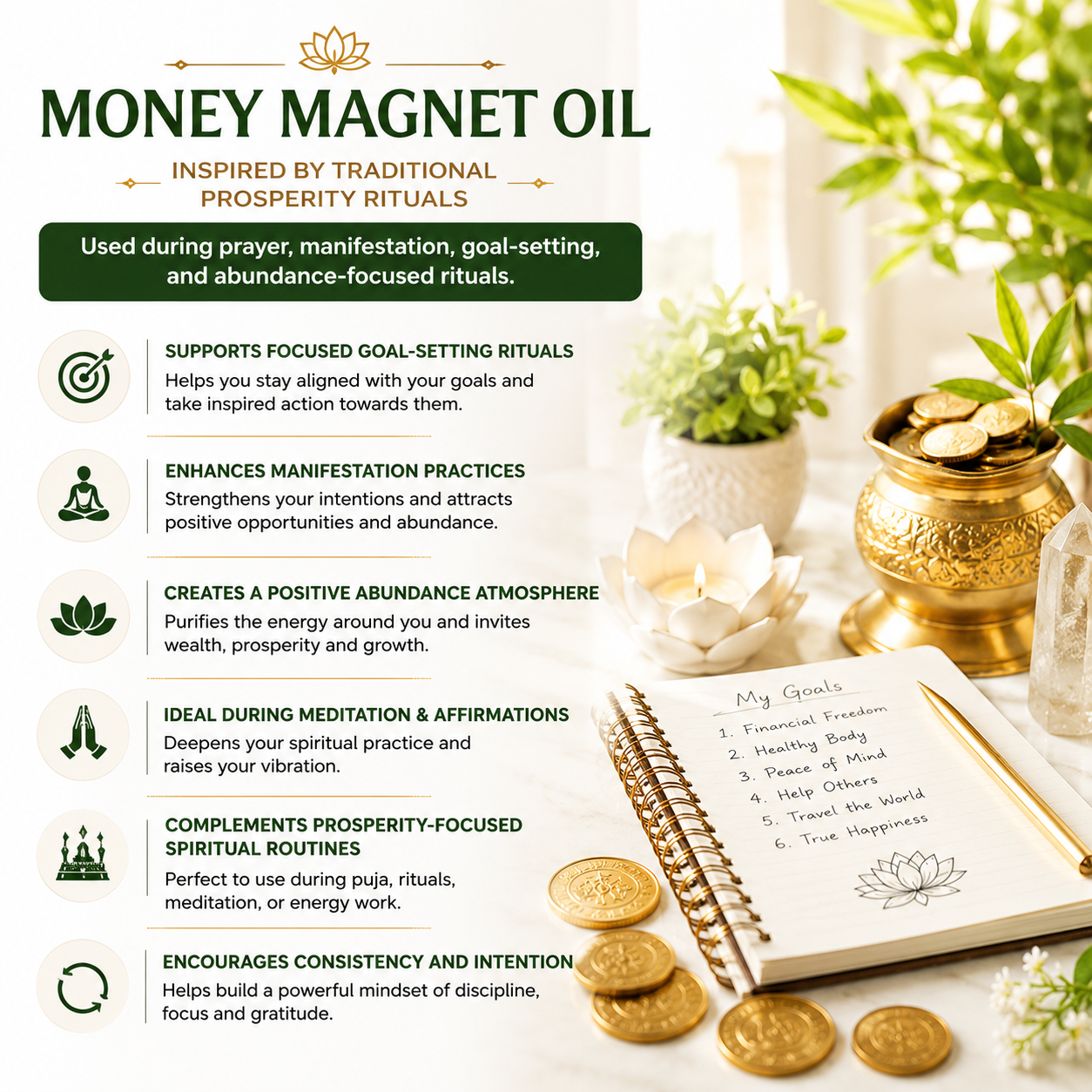 Money Magnet Oil – Charged & Enchanted Oil to Attract Wealth, Luck & Abundance | 12ml