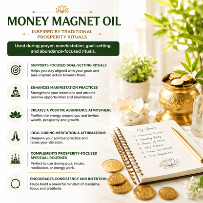 Money Magnet Oil – Charged & Enchanted Oil to Attract Wealth, Luck & Abundance | 12ml