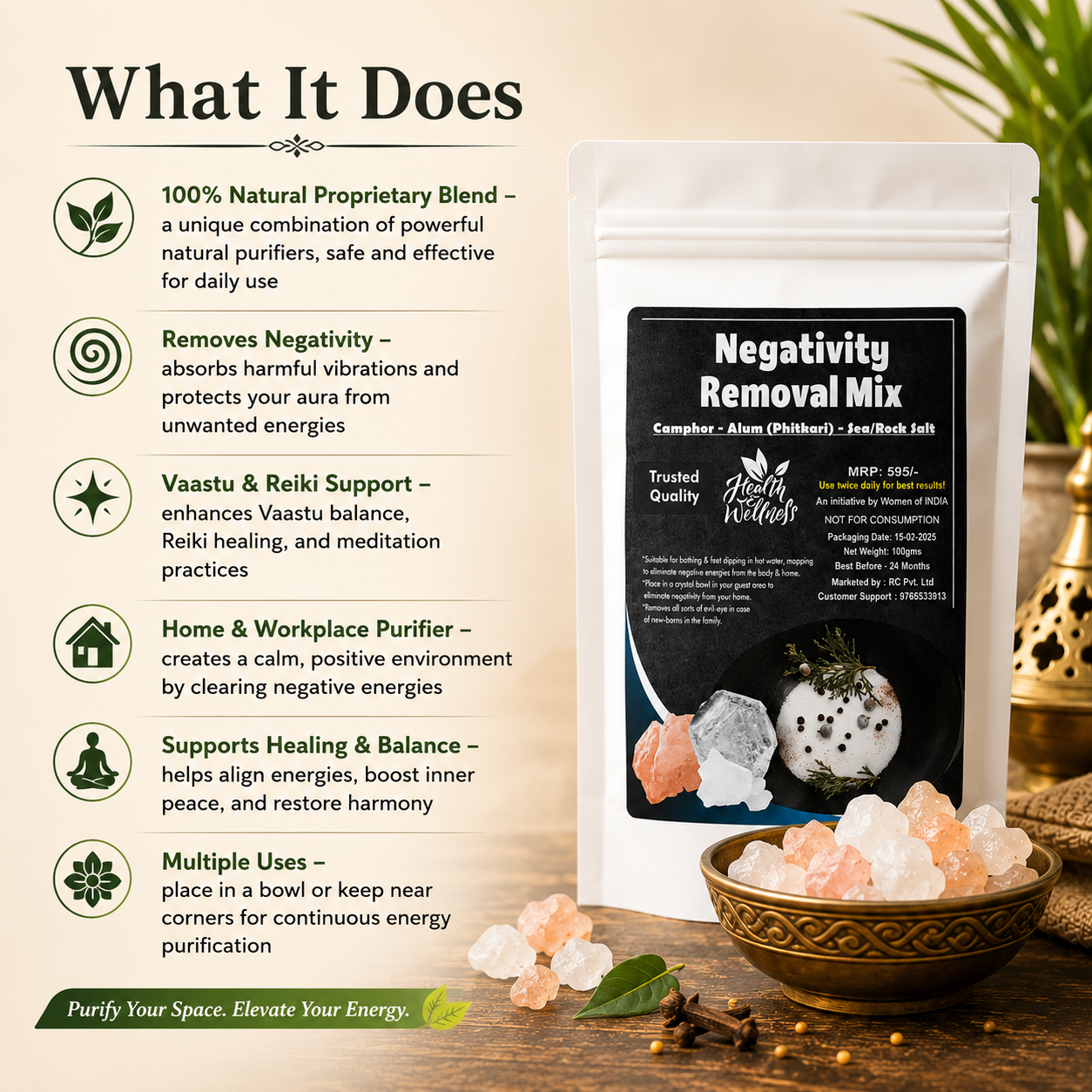 Negativity Removal Mixture – Natural ingredients for Office, Vaastu & Reiki