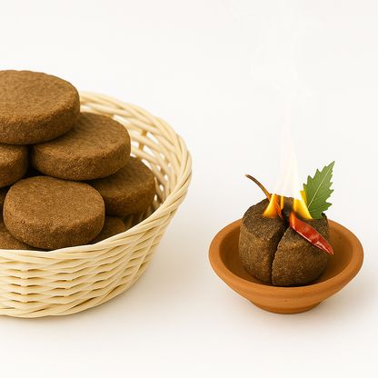 Pure Cow Dung Cakes – for Havan & Home Purification 10pc