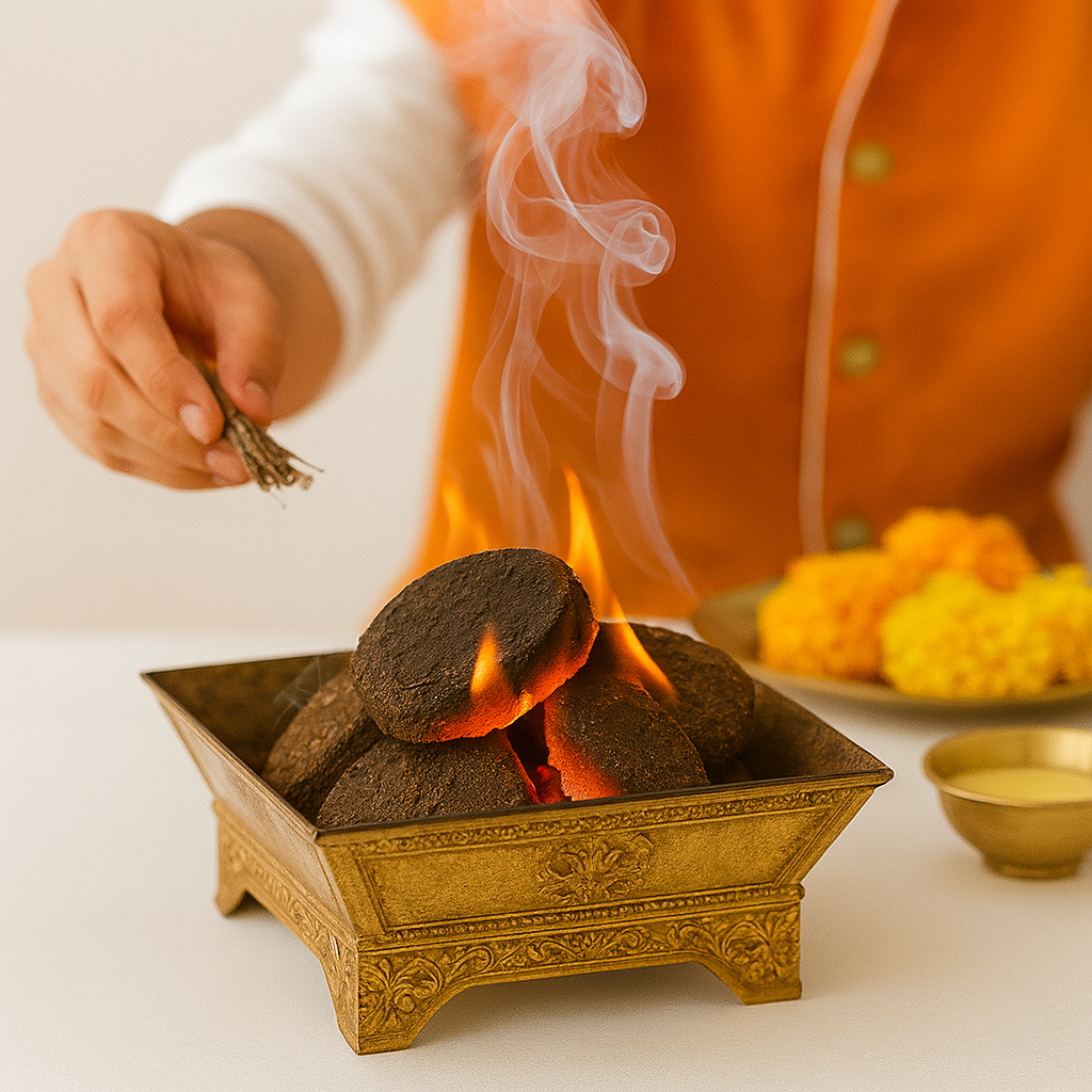 Pure Cow Dung Cakes – for Havan & Home Purification 10pc