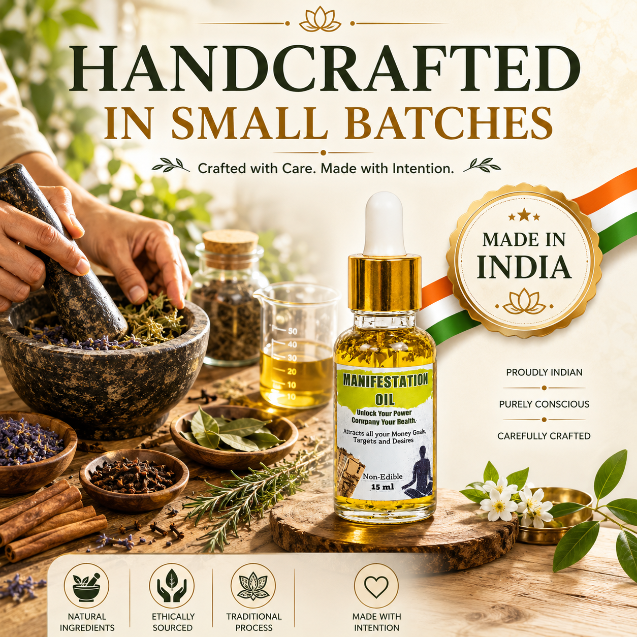 Manifestation Oil – Charged & Enchanted Oil to Manifest Desires | 15ml