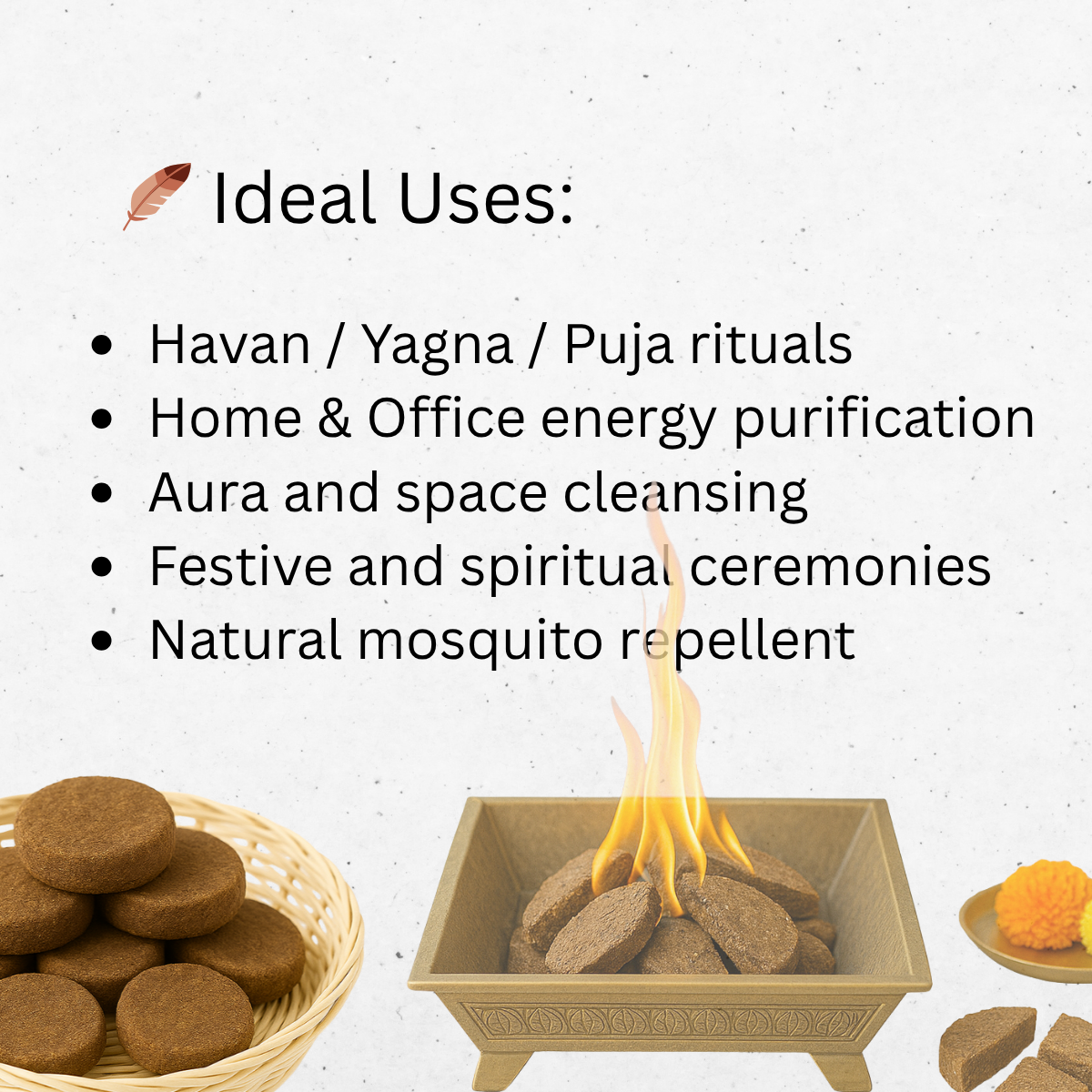 Pure Cow Dung Cakes – for Havan & Home Purification 10pc