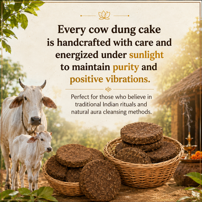 Pure Cow Dung Cakes (Upale) – Buy 2 Get 1 Free | Havan, Pooja & Aura Cleansing | 8-10 Pcs per Pack